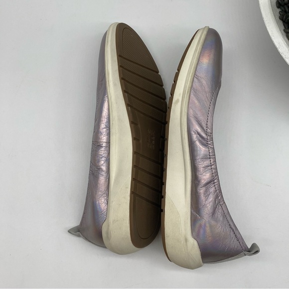 NATURALIZER PHILIPPA WOMENS LEATHER WEDGE BALLET FLATS in silver iridescent 8W - Picture 7 of 8